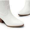 imageDREAM PAIRS Cowboy Boots for Women Cowgirl Knee High Boots Comfortable Pull On Zipper Chunky Heel Pointed Toe Embroidered Western BootsWhite