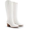imageDREAM PAIRS Cowboy Boots for Women Cowgirl Knee High Boots Comfortable Pull On Zipper Chunky Heel Pointed Toe Embroidered Western BootsWhite