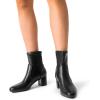 imageDREAM PAIRS Womens Fitted Stretch Ankle Boots Fashion Low Chunky Heel Almond Toe Fall Heeled Booties ShoesBlackpu