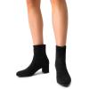 imageDREAM PAIRS Womens Fitted Stretch Ankle Boots Fashion Low Chunky Heel Almond Toe Fall Heeled Booties ShoesBlacksuede