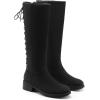 imageDREAM PAIRS Womens Lace Up Back Knee High Fashion Boots Low Block Heel Riding Boots Round Toe Side Zipper Fall BootsBlacknubuck