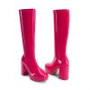 imageDREAM PAIRS Womens Platform Knee High Boots Chunky Block Heel Side Zipper Cute Gogo BootsHot Pink