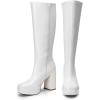 imageDREAM PAIRS Womens Platform Knee High Boots Chunky Block Heel Side Zipper Cute Gogo BootsWhitepat
