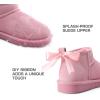 imageDREAM PAIRS Ankle Winter Mini Boots for Women Genuine Suede Faux Fur Lining Water Resistant Warm Snow Boots Slip On Memory Foam Comfort Booties FuzzyClassicPink