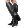 imageDREAM PAIRS Cowboy Boots For Women Comfortable Pull On Zipper Chunky Heel Pointed Toe Embroidered Western Cowgirl Knee High BootsBlack