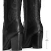 imageDREAM PAIRS Cowboy Boots For Women Comfortable Pull On Zipper Chunky Heel Pointed Toe Embroidered Western Cowgirl Knee High BootsBlack