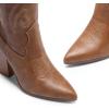 imageDREAM PAIRS Cowboy Boots For Women Comfortable Pull On Zipper Chunky Heel Pointed Toe Embroidered Western Cowgirl Knee High BootsLight Brown