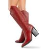 imageDREAM PAIRS Cowboy Boots For Women Comfortable Pull On Zipper Chunky Heel Pointed Toe Embroidered Western Cowgirl Knee High BootsRedpu