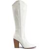 imageDREAM PAIRS Cowboy Boots For Women Comfortable Pull On Zipper Chunky Heel Pointed Toe Embroidered Western Cowgirl Knee High BootsWhite