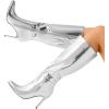 imageDREAM PAIRS Knee High Boots for Women Sexy Pointed Toe Stiletto High Heel Boots Fashion ampamp Classic Dress ShoesSilverpat