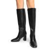 imageDREAM PAIRS Knee High Boots for Women Square Toe Gogo Chunky Heel with Side ZipBlack