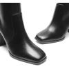 imageDREAM PAIRS Knee High Boots for Women Square Toe Gogo Chunky Heel with Side ZipBlack