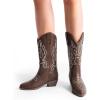 imageDREAM PAIRS Womens Cowboy Boots Mid Calf Cowgirl Boots Embroidery Stitched Western BootsBrownpu