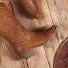 imageDREAM PAIRS Womens Cowboy Boots Pull On Cowgirl Boots Mid Calf Western Boots Available in Regular and Wide CalfTan