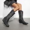 imageDREAM PAIRS Womens Cowboy Cowgirl Boots Embroidered Pointed Toe Low Heel Western Mid Calf Boot for Theme Party Country ConcertBlack