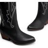 imageDREAM PAIRS Womens Cowboy Knee High Boots Comfortable Pull On Side Zipper Chunky Heel Embroidered Western Cowgirl Boots Retro Tall BootBlack