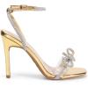 imageDREAM PAIRS Womens Double Bowknots Crystal Sandals Clear Slingback Heels Square Toe Shoes for Party WeddingGoldpat