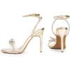 imageDREAM PAIRS Womens Double Bowknots Crystal Sandals Clear Slingback Heels Square Toe Shoes for Party WeddingGoldpu