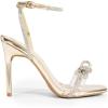 imageDREAM PAIRS Womens Double Bowknots Crystal Sandals Clear Slingback Heels Square Toe Shoes for Party WeddingGoldpu