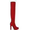 imageDREAM PAIRS Womens HIGHPLAT Black Chunky Thigh High Over The Knee High Heel BootsRed
