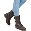 imageDREAM PAIRS Womens Mid Calf Builtin Wallet Pocket Lace up Military Combat BootsBrown