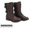 imageDREAM PAIRS Womens Mid Calf Builtin Wallet Pocket Lace up Military Combat BootsBrown