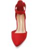 imageDREAM PAIRS ANNEE Pointed Toe Low Chunky Heels Pump ShoesRedSuede