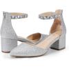 imageDREAM PAIRS ANNEE Pointed Toe Low Chunky Heels Pump ShoesSilverrhinestone