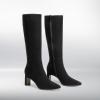 imageDREAM PAIRS Knee High Boots Women Chunky Block Heel Square Toe Side Zipper Tall Boots for WomenBlacksuede