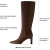 imageDREAM PAIRS Knee High Boots Women Chunky Block Heel Square Toe Side Zipper Tall Boots for WomenBrownsuede
