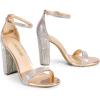 imageDREAM PAIRS Womens HiChunk High Heel Pump SandalsRose Goldrhinestone