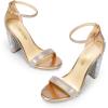 imageDREAM PAIRS Womens HiChunk High Heel Pump SandalsRose Goldrhinestone