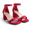 imageDREAM PAIRS Womens LowChunk Low Heel Pump SandalRedSuede