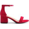 imageDREAM PAIRS Womens LowChunk Low Heel Pump SandalRedSuede