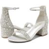 imageDREAM PAIRS Womens LowChunk Low Heel Pump SandalSilverRhinestone