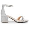 imageDREAM PAIRS Womens LowChunk Low Heel Pump SandalSilverglitter