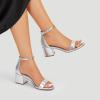 imageDREAM PAIRS Womens LowChunk Low Heel Pump SandalSilvermetallic