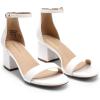 imageDREAM PAIRS Womens LowChunk Low Heel Pump SandalWhitePu