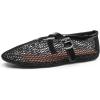 imageDREAM PAIRS Womens Mesh Ballet Flats Dressy Round Toe Comfortable Mary Jane Flat Shoes with Buckle StrapBlack