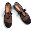 imageDREAM PAIRS Womens Mesh Ballet Flats Dressy Round Toe Comfortable Mary Jane Flat Shoes with Buckle StrapBlack