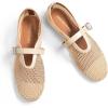 imageDREAM PAIRS Womens Mesh Ballet Flats Dressy Round Toe Comfortable Mary Jane Flat Shoes with Buckle StrapNude