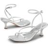 imageDREAM PAIRS Womens kitten Low Strappy Lace Up Heels Open Square Toe Thong Ankle Strap Heels Sexy Fashion Comfort Dress Shoes Party Sylvestra Pumps Heeled SandalsSilverpu