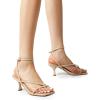 imageDREAM PAIRS Womens kitten Low Strappy Lace Up Heels Open Square Toe Thong Ankle Strap Heels Sexy Fashion Comfort Dress Shoes Party Sylvestra Pumps Heeled SandalsNudepu