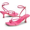 imageDREAM PAIRS Womens kitten Low Strappy Lace Up Heels Open Square Toe Thong Ankle Strap Heels Sexy Fashion Comfort Dress Shoes Party Sylvestra Pumps Heeled SandalsHot Pinkpu