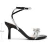 imageDREAM PAIRS Womens Double Bowknots Heels Open Square Toe Ankle Strap Crystal Rhinestone Dress Sandals for Party WeddingBlackpu