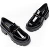 imageWomen Loafers Platform Chunky Heel Slip On Lug Sole Casual Dressy Office Business ShoesBlackpat