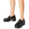 imageWomen Loafers Platform Chunky Heel Slip On Lug Sole Casual Dressy Office Business ShoesBlackpu