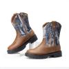 imageDREAM PAIRS Boys Girls Cowboy Boots Kids Western Riding Mid Calf Boots with Side Zipper ToddlerLittle KidBig KidBrownCamo