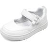 imageDREAM PAIRS Kids Girls Mary Jane Sneakers Strap Toddler Little Girls School Shoes Soft Walking Party Flat ShoesWhite