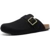 imageDREAM PAIRS Clogs for Women Suede Mules Wide Toe Shoes Wide Width Slip On Comfortable Clogs with Lightweight Soft Footbed AntiSlip Outsole Arch SupportBlack